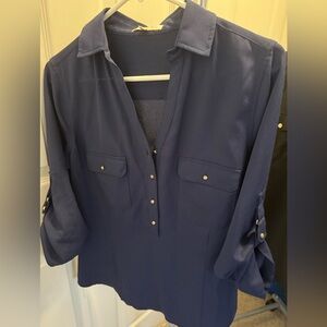 Navy blouse with gold details